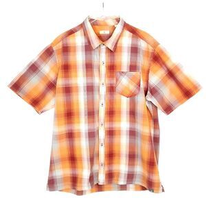 Ascend Plaid Button Up Shirt XL Short Sleeve Cotton Chest Pocket